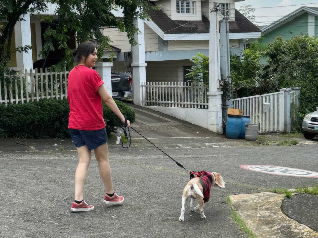 Walking the dog in Philippine suburbia