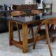 Solid wood dining table frame and legs with granite top