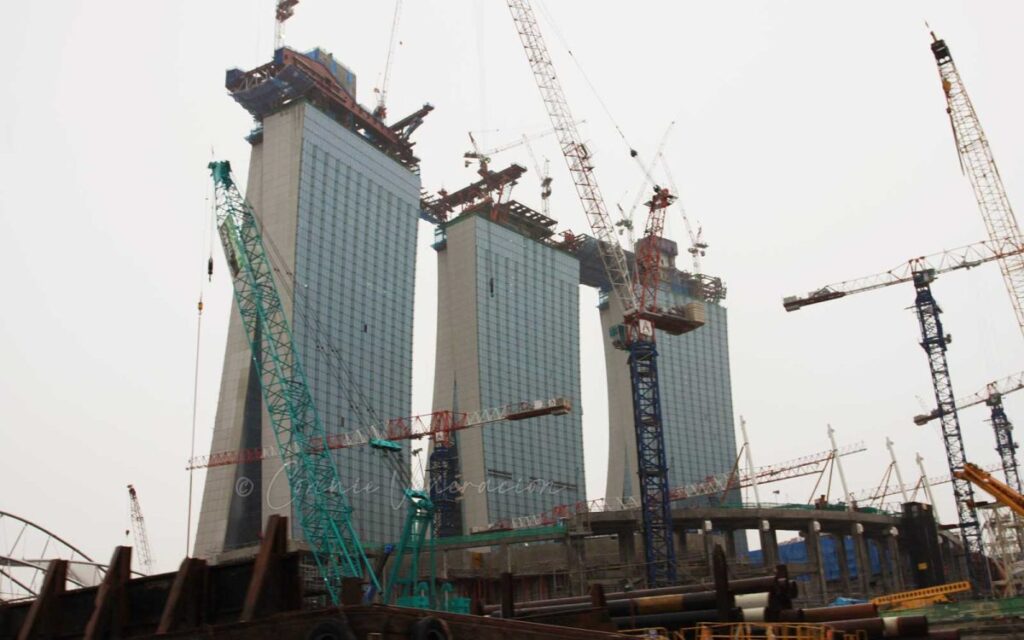 Singapore's Marina Bay Sands under construction in 2009