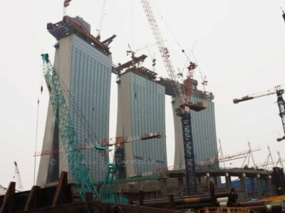 Singapore's Marina Bay Sands under construction in 2009