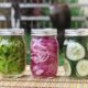 Pickled vegetables in Mason jars